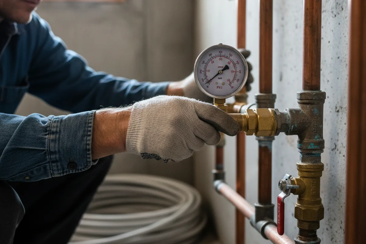 Pressure testing a repaired line during Water Line Repair in Conetoe